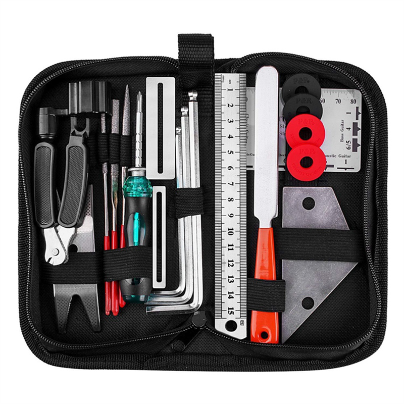Guitar Cleaning And Maintenance Tool Set String Driver Guitar Three-In-One Stringer Leveling Ruler Fret Grinding Set