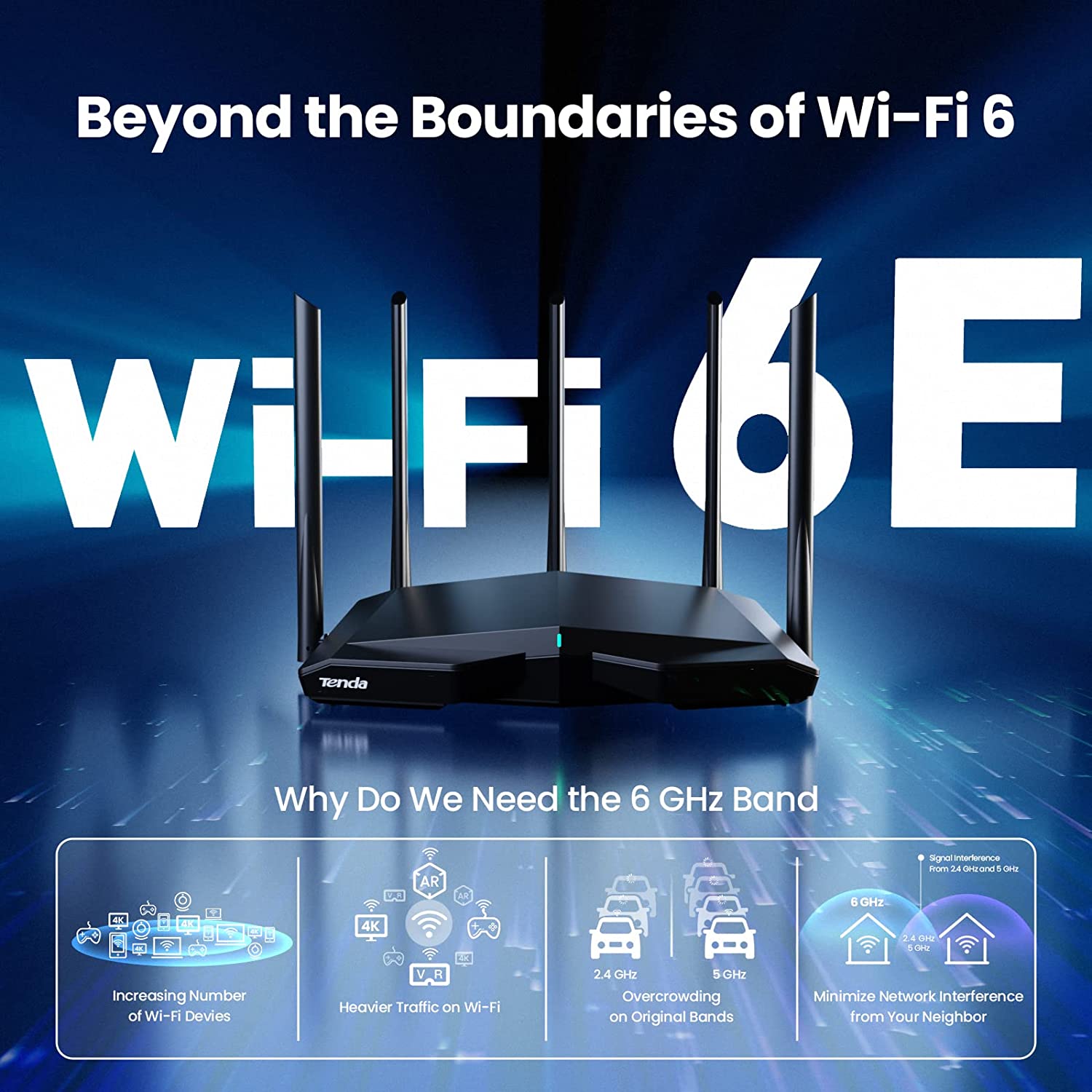 Tenda WiFi6 Router AX5700 2.4G 5G 6Ghz Full Gigabit Wi-Fi 6E router 1.7Ghz CPU MU-MIMO Mesh AX3000 wifi router Amplier. 