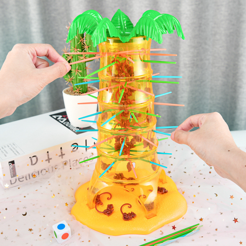 Children Mini Balance Tree Flipping Monkey Lottery Game Monkey Falls Down Family party Interactive Desktop Board Draw Game Toy. 