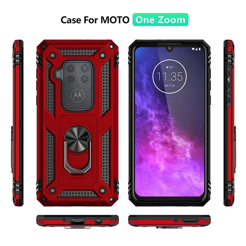 xprmy for Motorola One Zoom/One Pro phone Case Luxury Armor Shockproof TPU PC 2 in 1 360 Degree Rotating Holder Ring Back Cover. 
