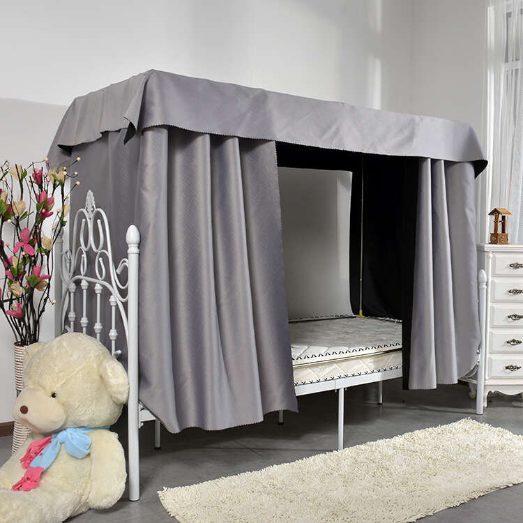Prague back black gray high shading solid color integrated bed curtain with thickened fabric for memory of dreams, used in student and dormitories. 
