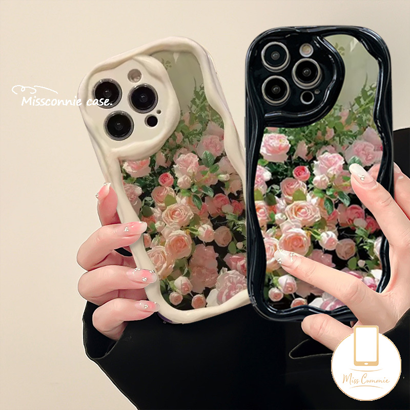 MissConnie For Samsung A14 A50 A05 A24 A12 A13 A04s A05s A04 A50s A23 A34 A52 A51 A53 A54 A30s A10s A21s A11 A32 A04E A31 A02s A30 A52s A03s A20s Funny Dreamy Romantic Pink Fresh Flower 3D Wavy Curved Edge Soft Cover Couple Phone Case