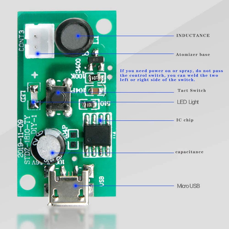 New 3Pc Mit Maker Atomization Plate with 5V UB Humidifier Module Integrated Circuit Board Driver with Timing witch. 