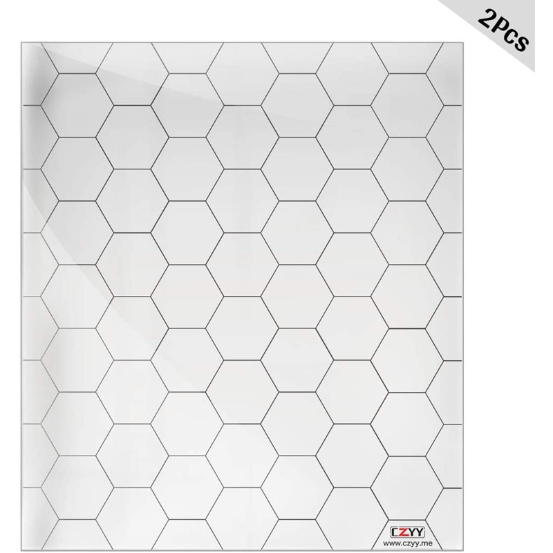 【happy one】Acrylic Game Mat 1" Hex Grid Overlay Set 2, 7"x8" Battle Map Board Clear & Durable - Great for Pathfinder RPG Game. 