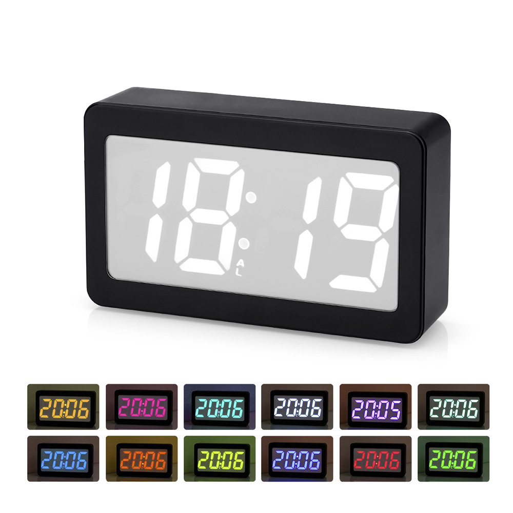 Migeet USB/batt-ery Powered Digital RGB LED Alarm Clock Time/Temperature/Date Display 115-Color Changing 3-Level Brightness Sound Control Desktop Alarm Clock--White. 