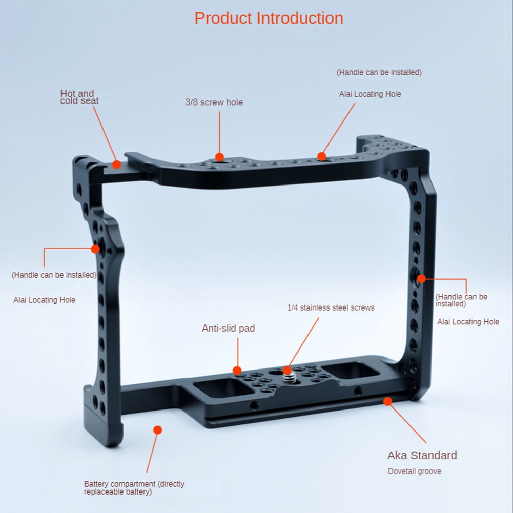 Camera Cage for Canon EOS R Feature with 1/4 3/8 Thread Holes. 