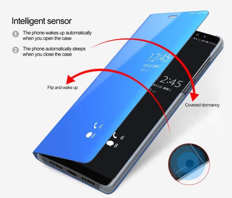 Luxury smart Clear View mirror case for Samsung Galaxy S8 case cover leather flip case stand phone case for Samsung S8 case. 