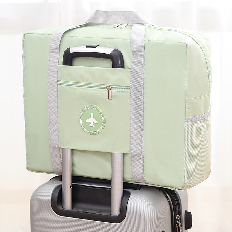 Round label airplane bag, with lining, double-layered travel bag, folding storage bag, portable clothing storage