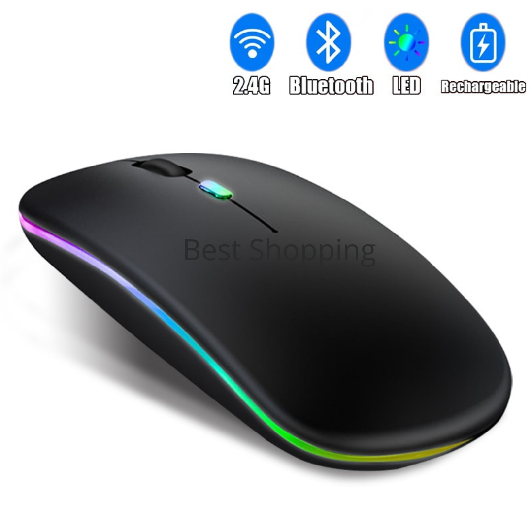 Rechargeable Mouse Dual Mode Rechargeable Wireless Mouse Bluetooth 5.0 2.4 GHz Optical Wireless Mouse 1600DPI - Mouse. 