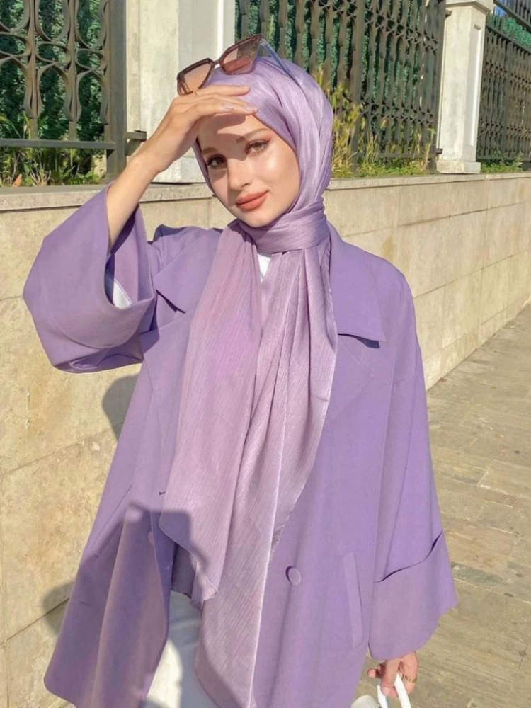Pleated Crinkled Satin Hijab Scarf Medina Silk Scarves Solid Color Shawls Headband Scarf Wrap Muslim Women Veil. Turban Hijabs. 