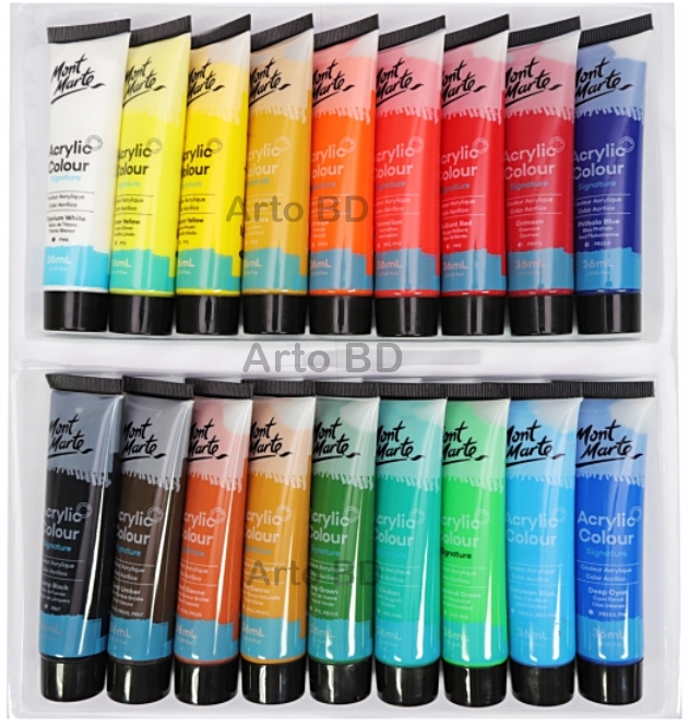 Acrylic Colour Paint Set-36ml-18 Shades Mont Marte Acrylic Color