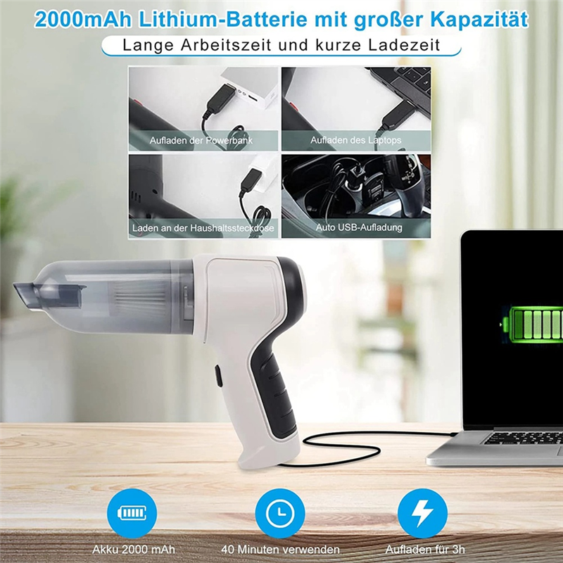 9000Pa Car Portable Vacuum Cleaner +5X Filters Super ful Wireless Blow Suck Dual-Purpose -A. 