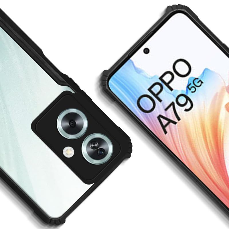 OPPO A79 5G Edge-Reinforced Shockproof Cushion Back Clear Hybrid Transparent Hard Cover Casing-ELF. 
