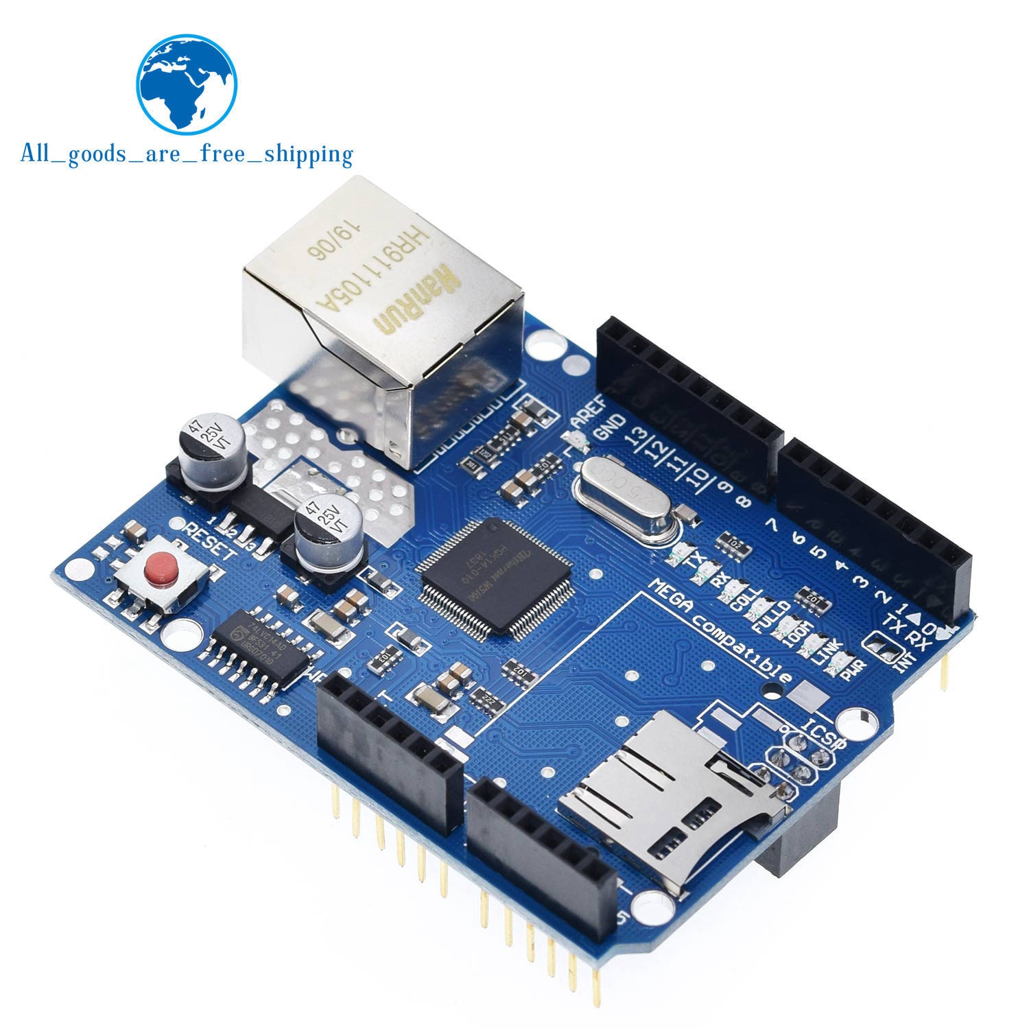 【happy one】UNO Shield Ethernet Shield W5100 R3 Mega 2560 1280 UNR R3 only W5100 Development For Arduino. 