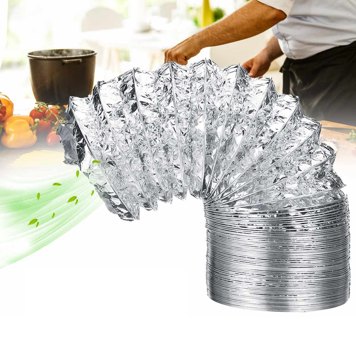 3 Meter Length 100Mm/4 Inch Fresh Air System Flexible Aluminum Exhaust Duct Pipe Air Ventilation Pipe Hose for Bathroom Exquisite Product. 