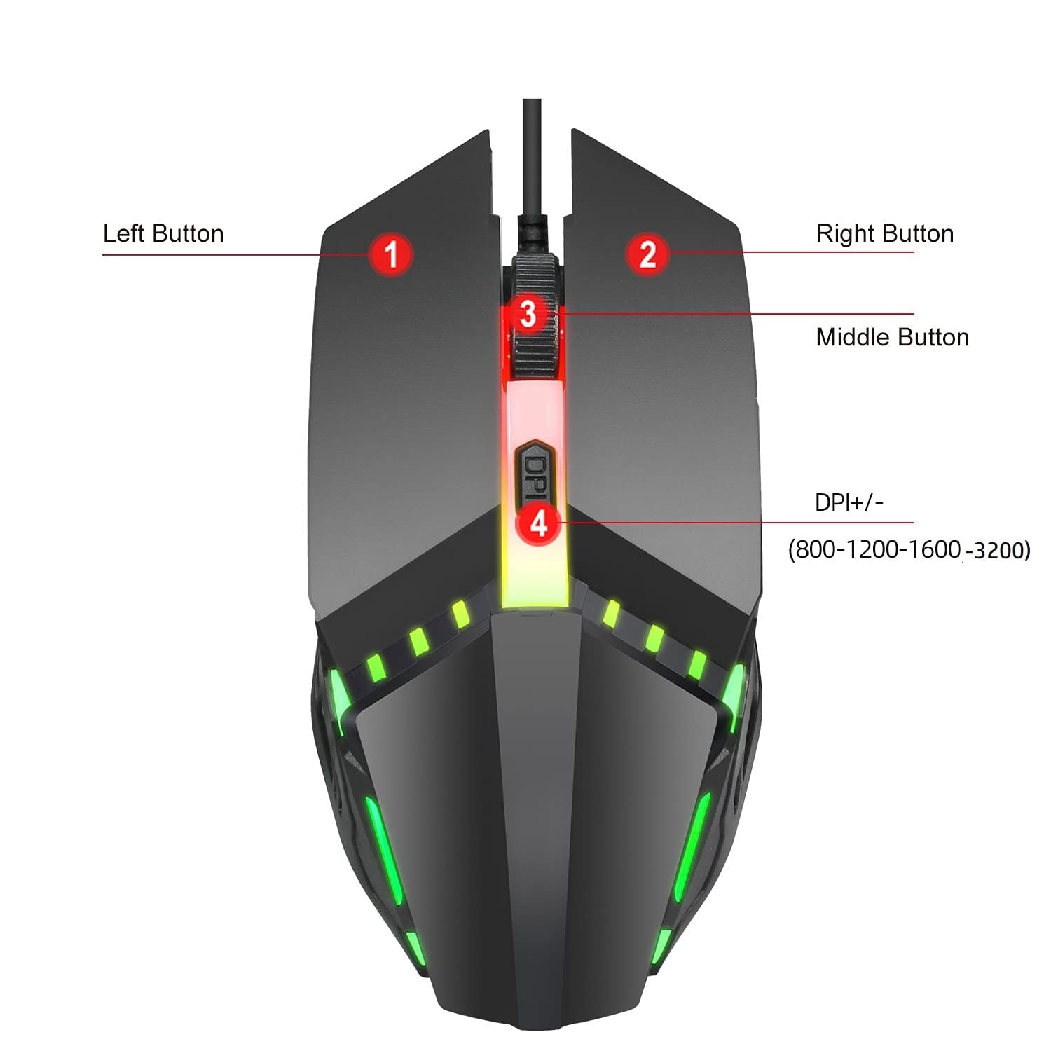 Gaming Mouse USB Wired Professional Gaming Mouse 7 Color Lighting 1600DPI Adjustable Gaming Mouse Mice For Computer. 