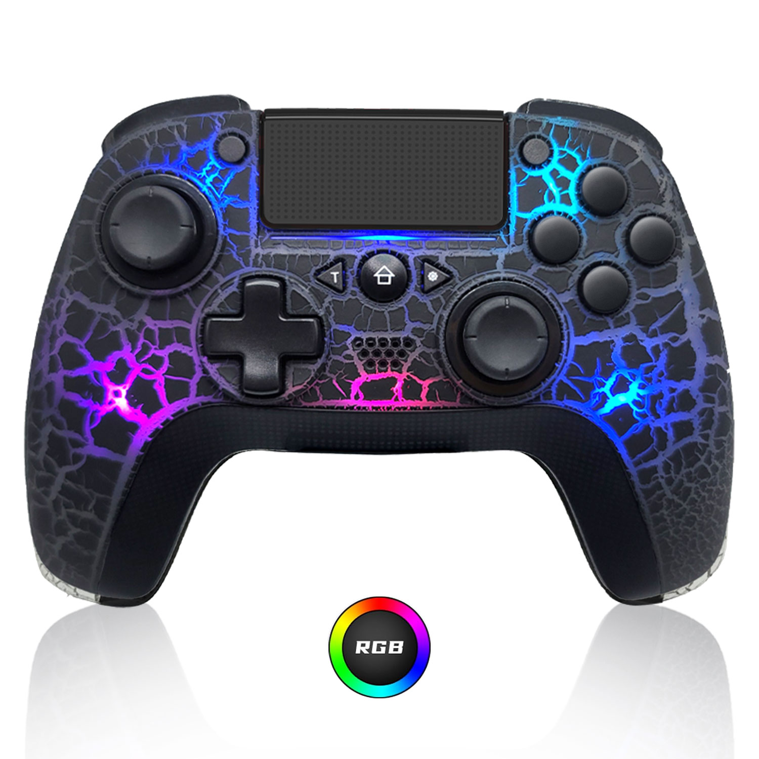 NE RGB Cracked Layout Gamepad Bluetooth Remote Control Wireless Controller with Programmable Back Buttons for PS3 PS4 PC (White). 