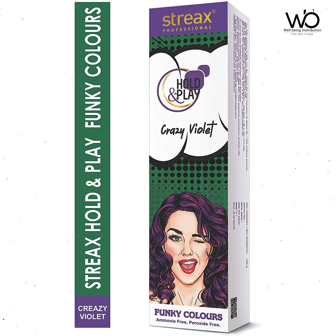 Streax Professional Hold and Play Funky Hair Color Crazy Violet (100gm). 