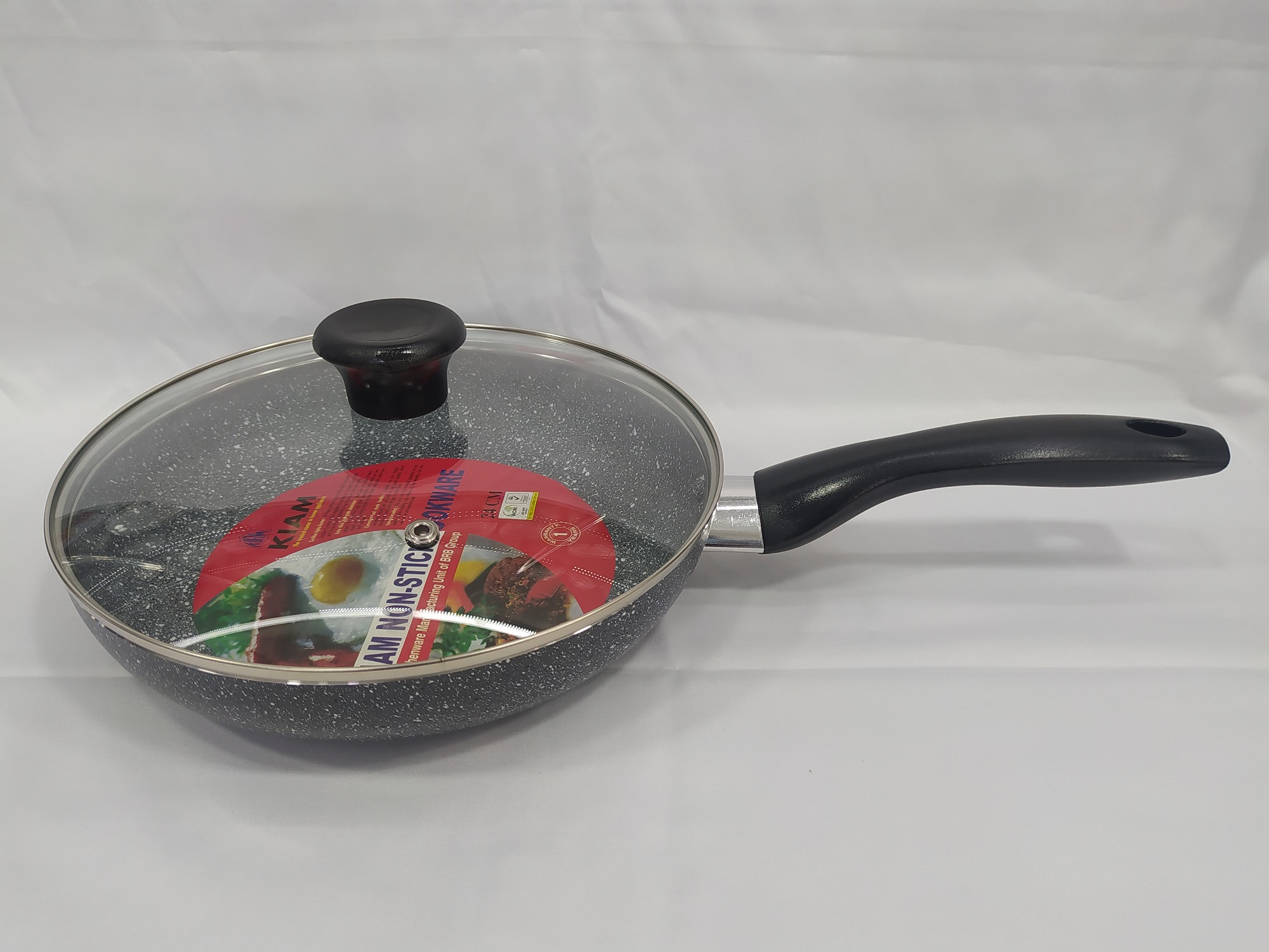 24 cm Frypan With Glass Lid. Extra More scratch-Resistant Than Ordinary Non-Stick Coating. 