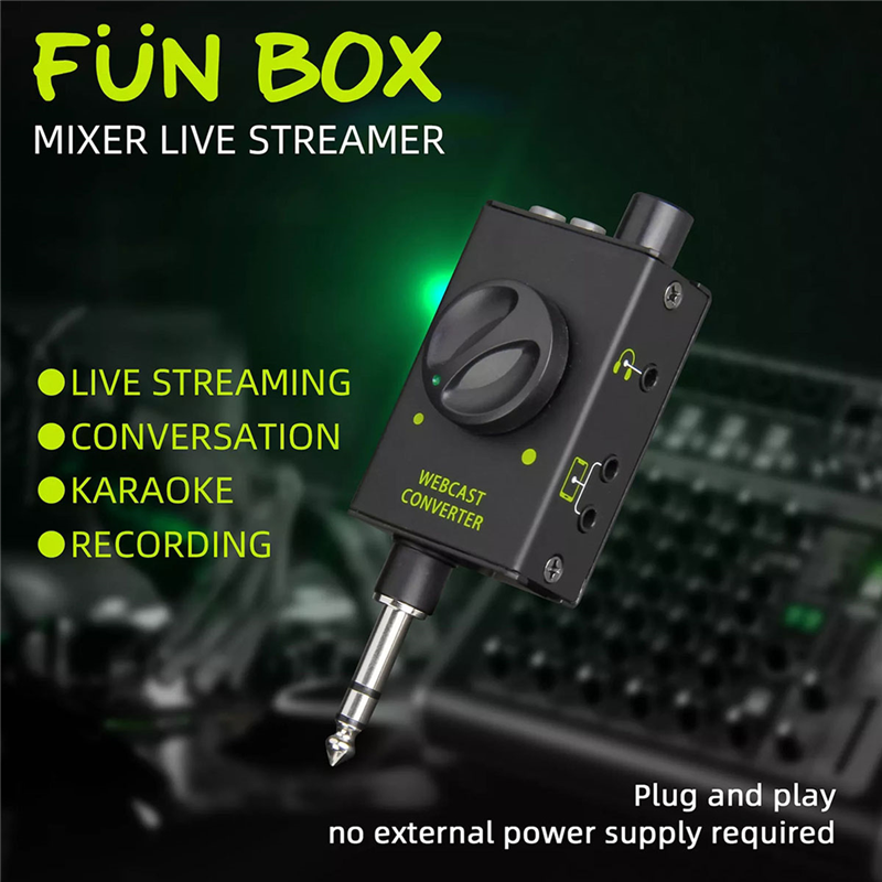 Audio Converter Live Broadcast Adapter Live Match Box Sound Card Audio Converter for Stage Performance Broadcast/Studio Recording/Karaoke. 