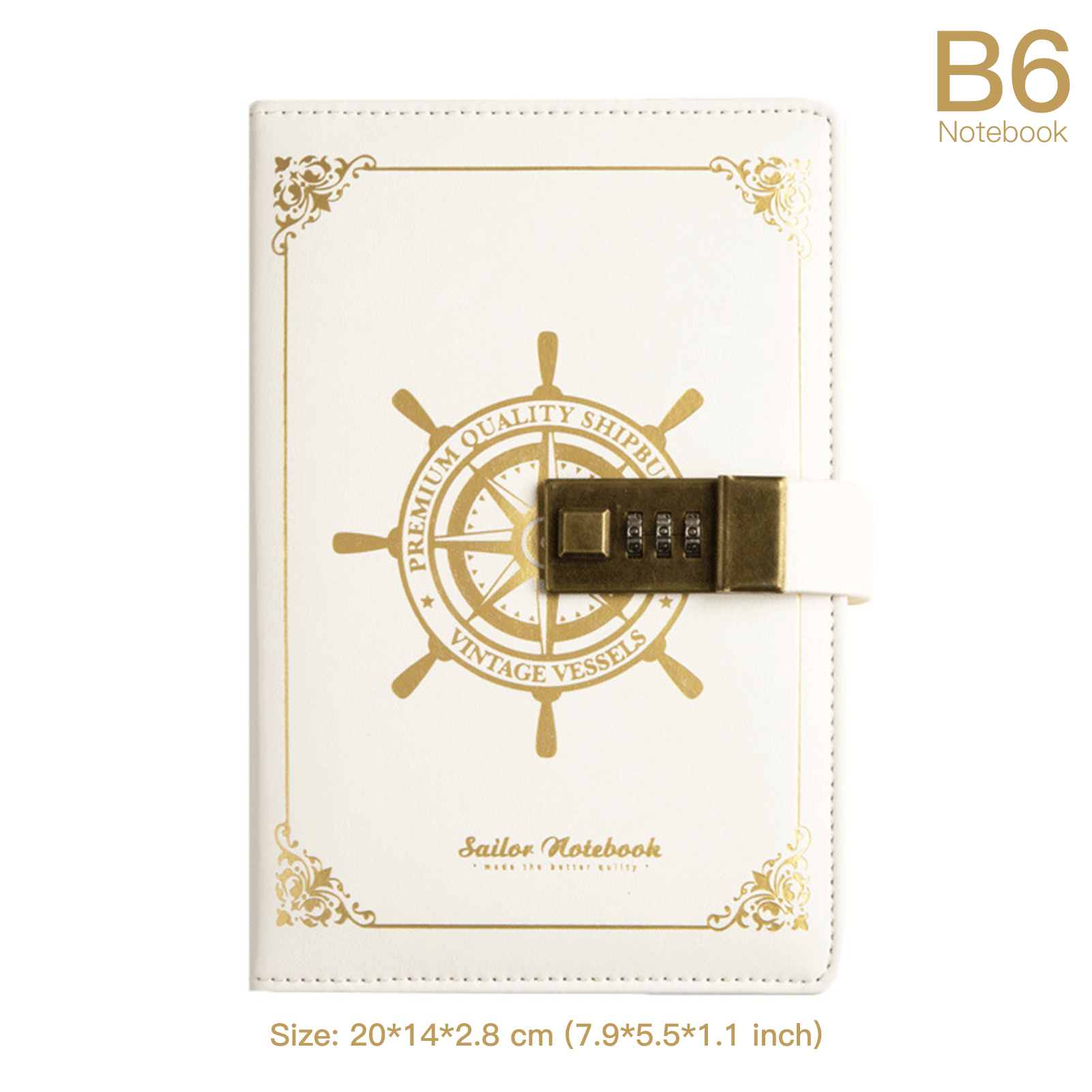 Vint-age Journal Diary with Lock B6 PU Cover Retro Notebook 3-Digit Password Combination Lock Private Journal Line Pages Writing Gift for Boy. 