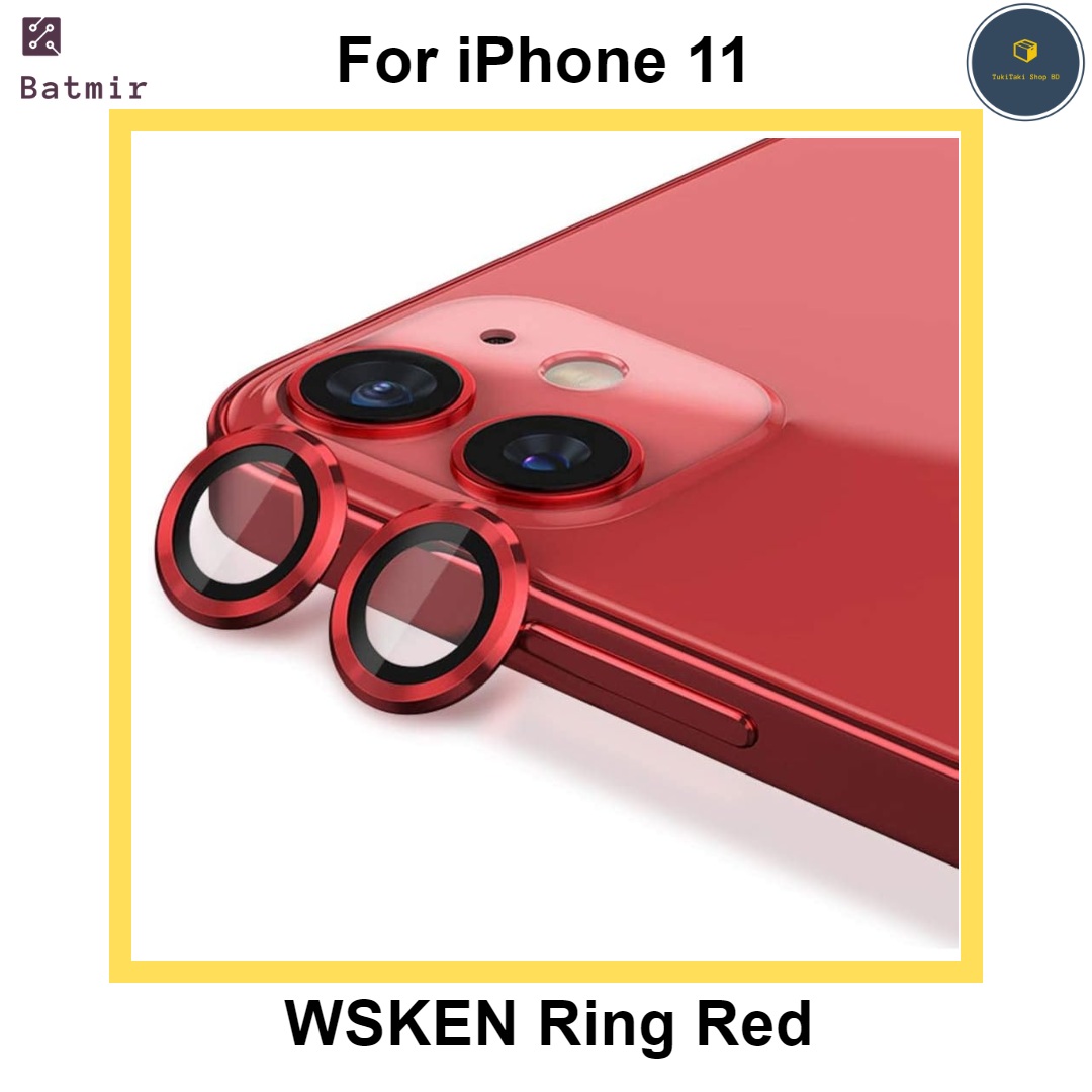 For Apple iPhone 11 Red WSKEN Ring Alloy Ultra Thin Camera Lens Protector