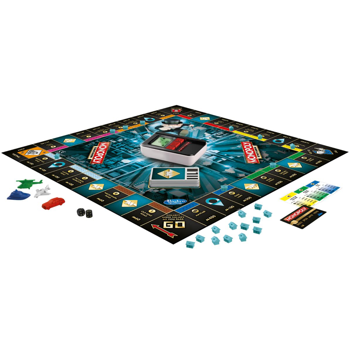 New Monopoly bord game Super Electronic Board Game, Electronic Banking Unit, Choose Your Rewards, Cashless Gameplay Tap Technology, for Ages 8 and Up,Box English electronic monopoly. 