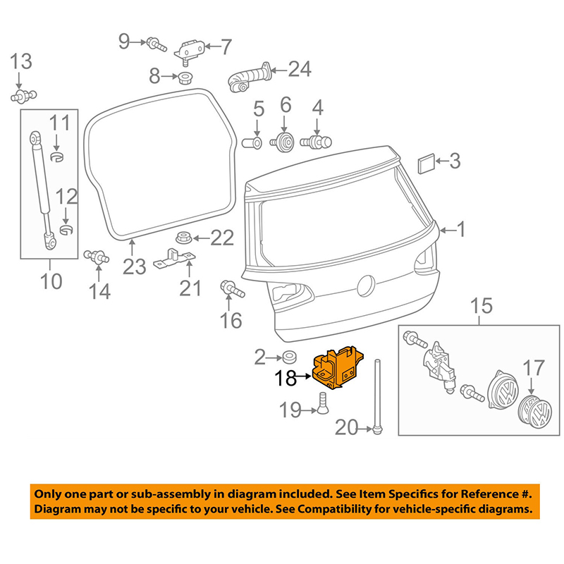 Rear Tailgate Trunk Latch Lock Block for GOLF MK7 5G6827505B Car. 