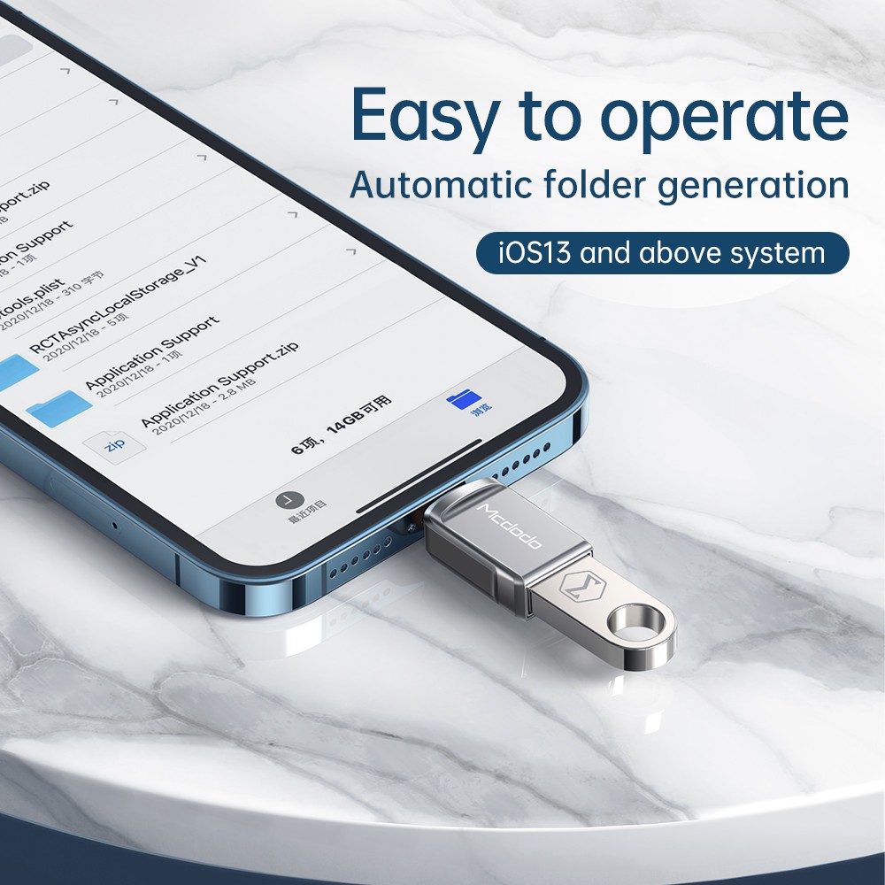Mcdodo OTG-860/873 USB 3.0 Camera Adapter OTG Cable Compatible with Type C/ iP iOS 13 or Above. 