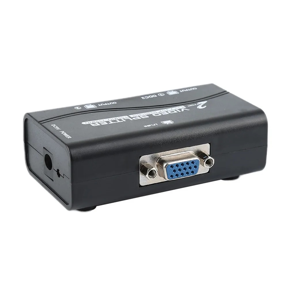 1 PC to 2 Monitor 1 to 2 Split Screen VGA Splitter Video Splitter Duplicator Adapter with USB cable. 