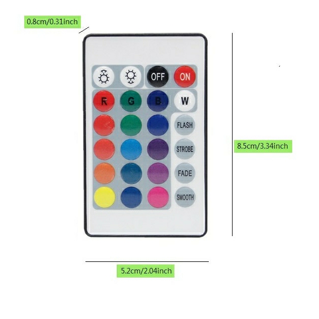 24 KEYS REMOTE CONTROL MUSIC ACTIVATED CONTROLLER FOR RGB LED STRIP LIGHT DC5-12V. 