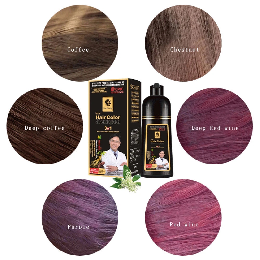 500ml 3 In 1 Hair Color Shampoo Black Hair Dye Covering White Hair Shampoo Black Plant Hair Dye Fast Hair Dye Cream Styling DIY. 