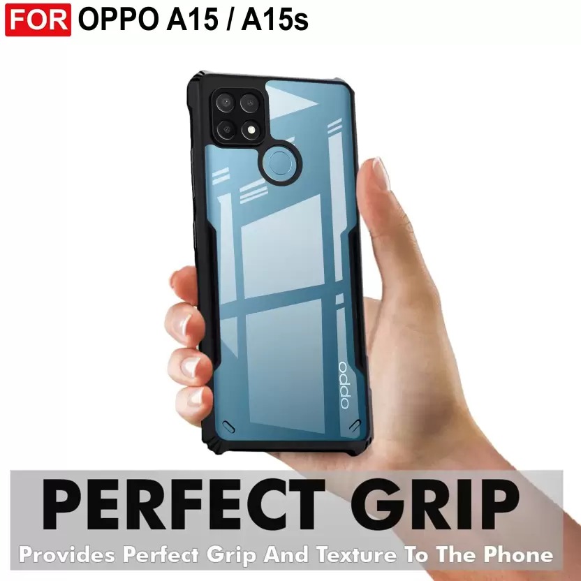 Oppo a15, oppo a15s এর জন্য ব্যাক কভার (কালো, স্বচ্ছ) (Back Case Cover For Smartphone). 