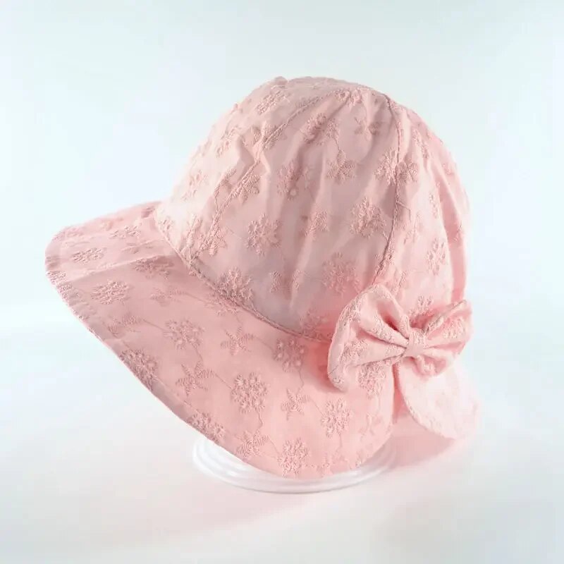 2022 New Spring Summer Outdoor Baby Girls Hat Lace Bowknot fisherman hat Baby Sun Hat Kids Sun Caps Toddler Sunscreen Cap