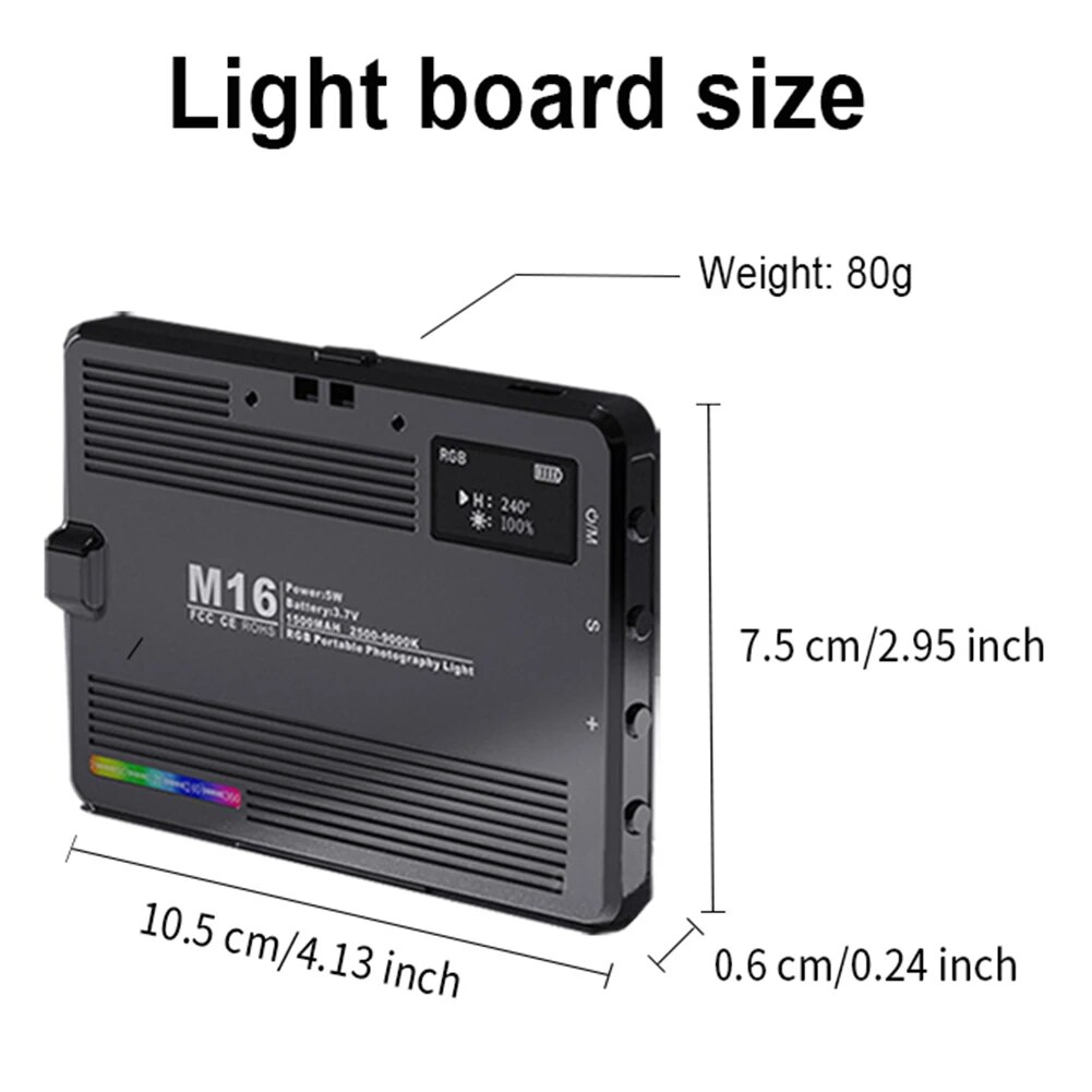 RGB LED Video Light Photography Fill Camera Lighting Panel Light 3000-9000K Dimmable Hot Shoe Port For Vlog Live Streaming DSLR. 