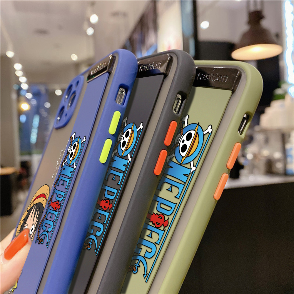 UCUC for Samsung Galaxy M20 Wrist Strap Case Anime One Piece Luffy Wristband Printing Cover Shockproof Frosted Phone Case. 