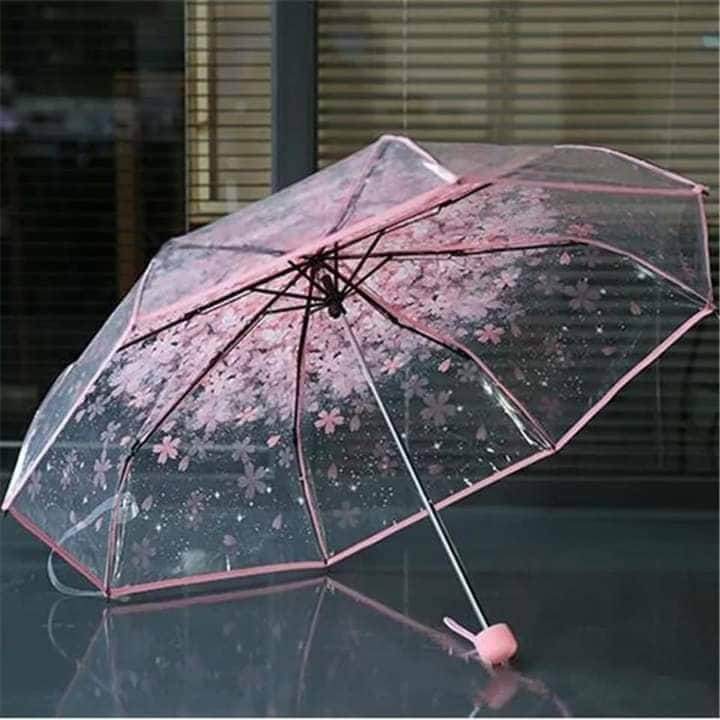 Trendsetter -Upscale Living -Transparent 3 Fold Imported Umbrella - Blue- Inventive Choice Preferble - Low Hassle and Maintanance. 
