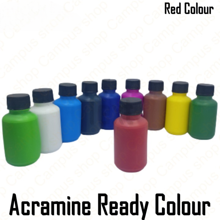 Acramine Ready Colour For Febric Paint(White, Black, Cobalt Blue, Ultramarrine, Ligtht Green, Deep Green, Brunt Umber, Megenta, Red and Yellow). 