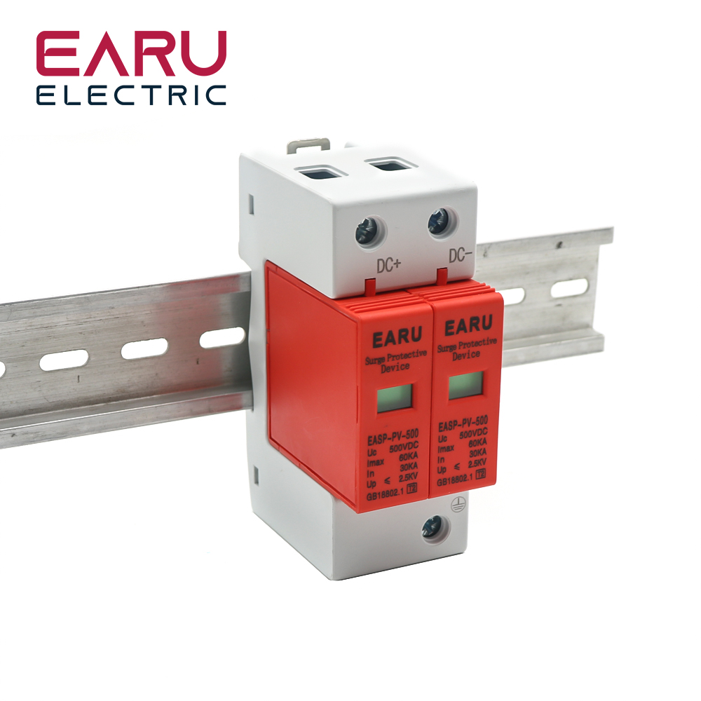 SPD 2P 3P DC 500V 800V 1000V 20KA~40KA 30KA~60KA House Lightning Surge Protector Protective Low-voltage Arrester Device PV Solar. 
