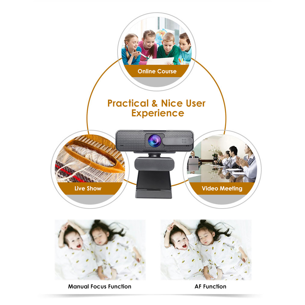 ASHU 1920x1080P High Definition Video Webcam with Double Noise Reduction Mic Autofocus Function Web Cam USB2.0 Charging Port Computer PC Camera for Video Conference Live Streaming Recording Portable. 