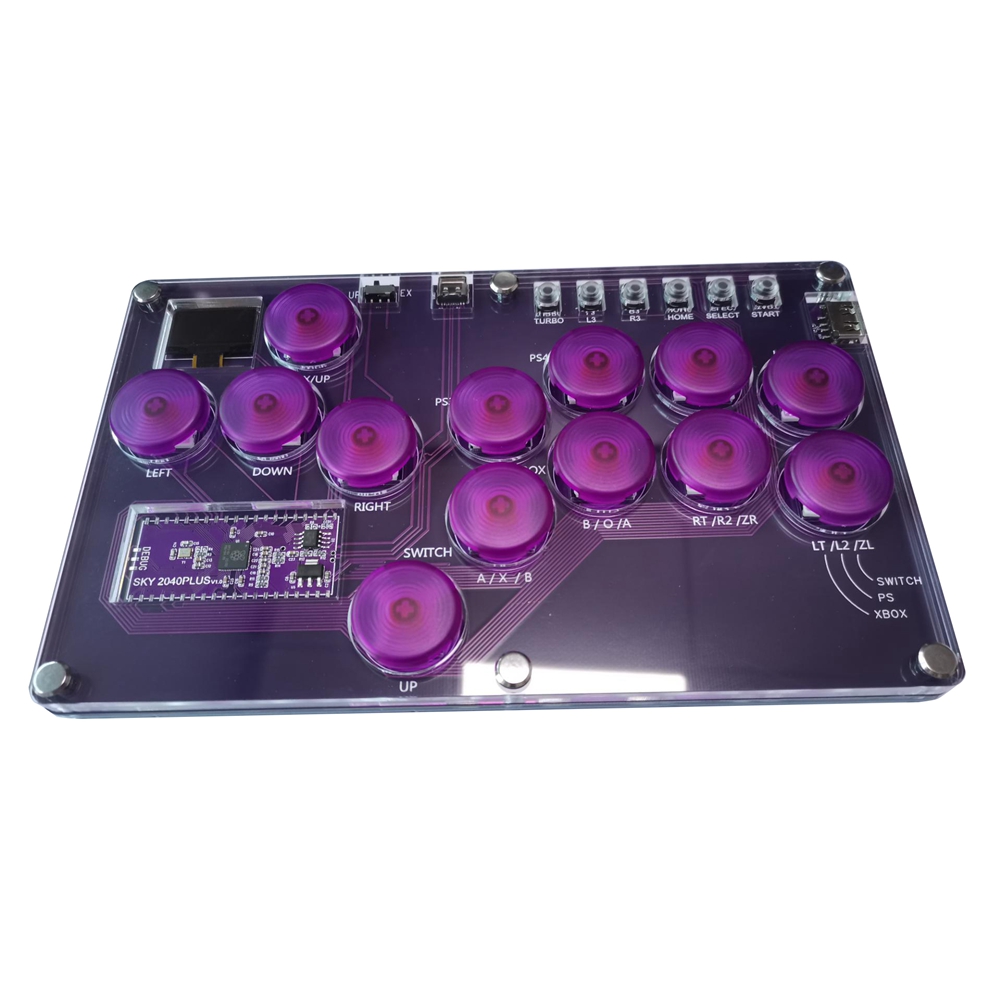 Fight Stick Arcade Joystick Hot-Swap Encoder Controller Xinput/Dinput Mini Console for PC/Switch/PS3/ Purple Easy Install Easy to Use. 