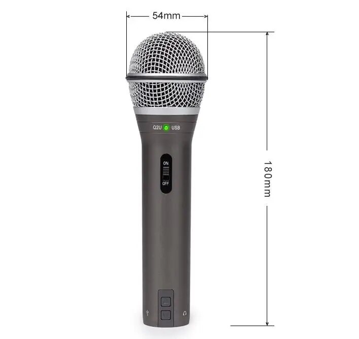 Samson Q2U Handheld Dynamic USB Microphone with XLR Headphones port mic for podcasting radio and YouTube videos. 