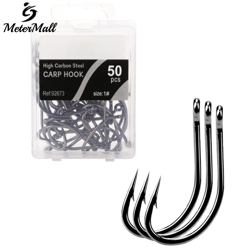 50pcs/pack High Carbon Steel Fishing Hooks Long Shank with Double