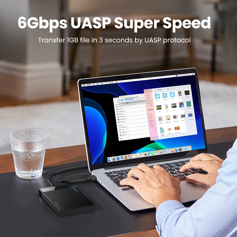 UGREEN 2.5 inch Hard Drive Enclosure, USB C 3.1 Gen 2 to SATA III 6Gbps for SSD HDD 9.5/7mm External Hard Drive Disk Case w/UASP for Seagate, Toshiba, Samsung, Hitachi, PS4, Xbox. 