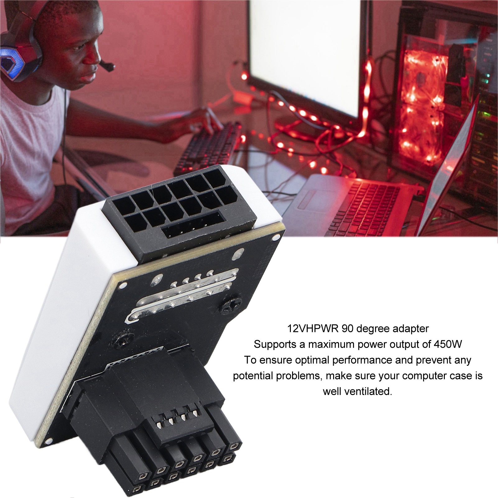 Right Angle GPU Power Bridge, 12VHPWR Compact 12 4 Pin Angle Connector Power Adapter for RTX 4090 4080 4070ti. 