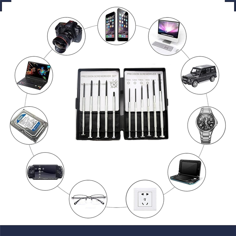 11Pcs Precision Mechanical Screwdriver Sets Silver Metal are Suitable for Electronic Products, Clock Tools, Model Making and Glasses.