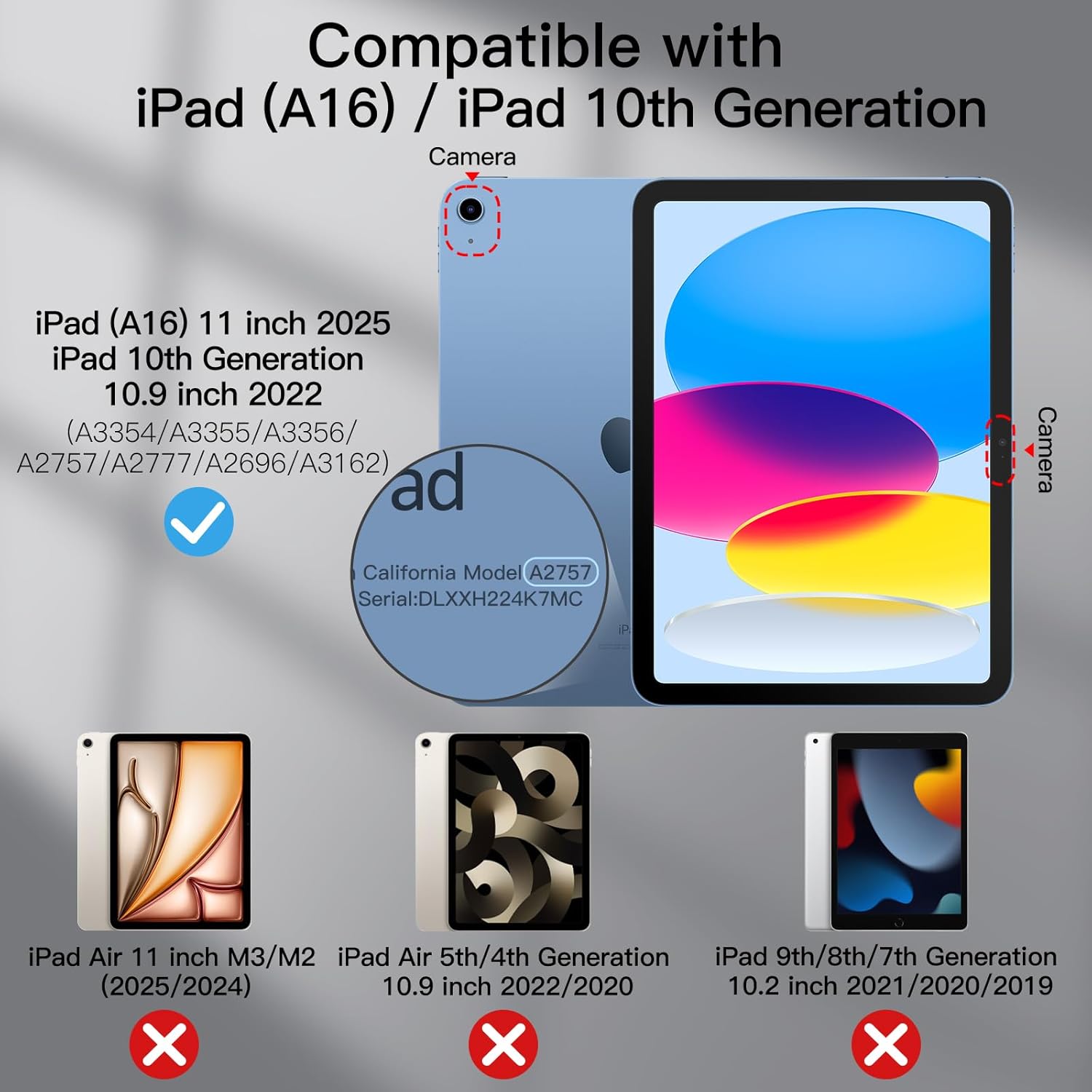 Compatible with iPad (A16) 11th Generation Case 11 Inch 2025 New, for iPad 10th Generation Case 10.9 Inch 2022, Trifold Stand Protective Cover with Pencil Holder, Auto Sleep/Wake, Model: A2757 A2777 A3162 A2696 A3355 A3356 A3354. 
