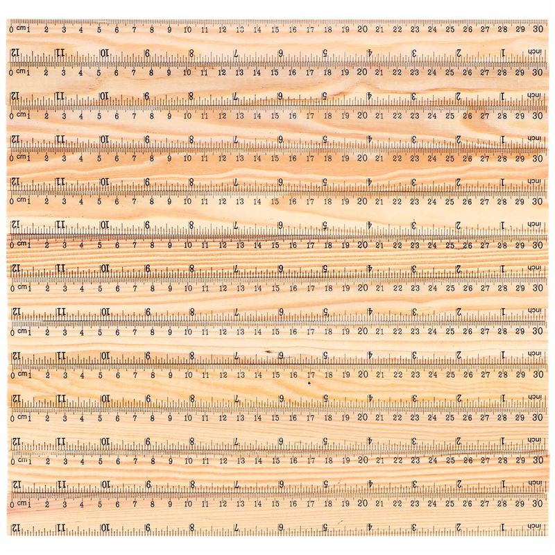 12 x Wood Ruler Measuring Ruler, 2 Scale (12 Inch and 30 cm)