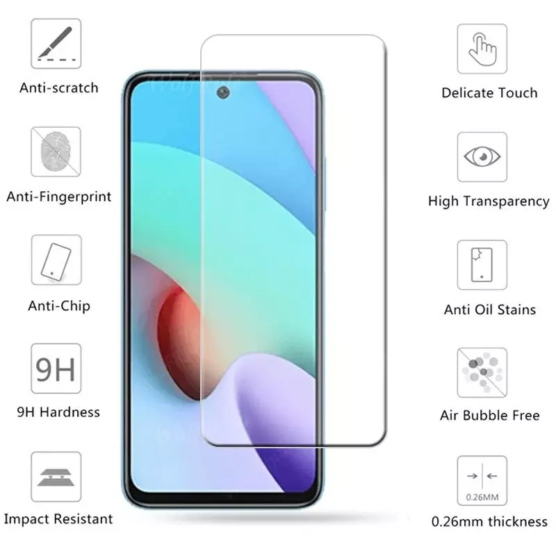 For Xiaomi Mi Redmi 10 Prime Scratch Proof Clear Transparent HD Tempered Glass Screen Protector Case Friendly - (Not Full Coverage). 