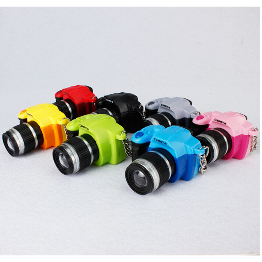 Mini Camera Keychain SLR Camera Keychain Car Key Chain Key Ring LED Flashlight Colorful Kaca Key Chain For Gift Wholesale. 